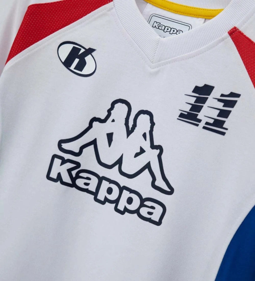 Παιδικό λευκό T-shirt Kappa για αγόρι με oversized γραμμή και λογότυπο Original Marines.