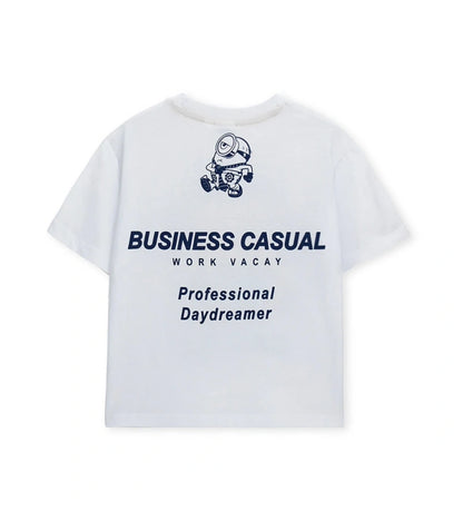 Μπροστινή όψη του αγορίστικου βαμβακερού t-shirt Minions σε λευκό χρώμα από την Original Marines, κατάλληλο για ηλικίες 5 έως 14 ετών.