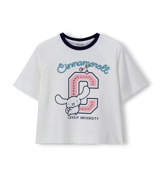 Παιδικό T-shirt για κορίτσι λευκό με την Cinnamoroll και κοντό μανίκι.