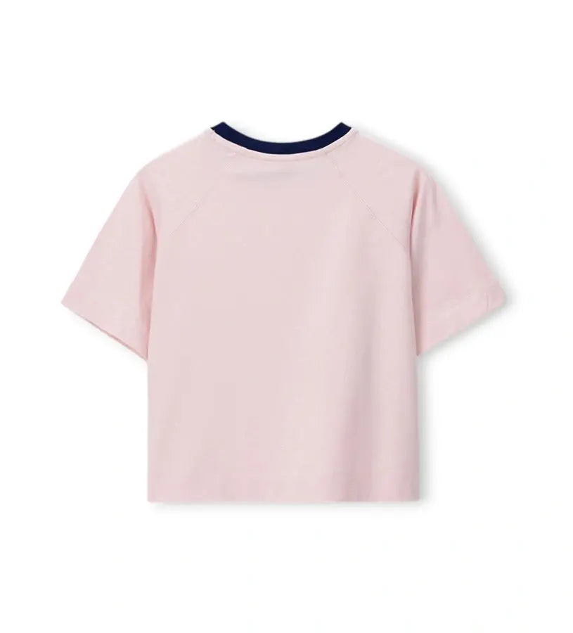 Η πίσω όψη της βαμβακερής stretch μπλούζας Original Marines σε ροζ χρώμα.