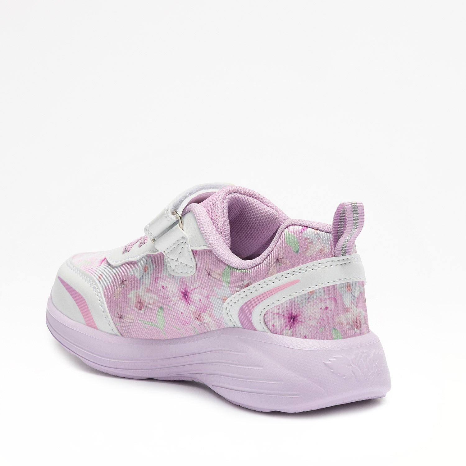 Πίσω όψη του παιδικού sneaker Lelli Kelly με την ενισχυμένη φτέρνα και τη ροζ σόλα.